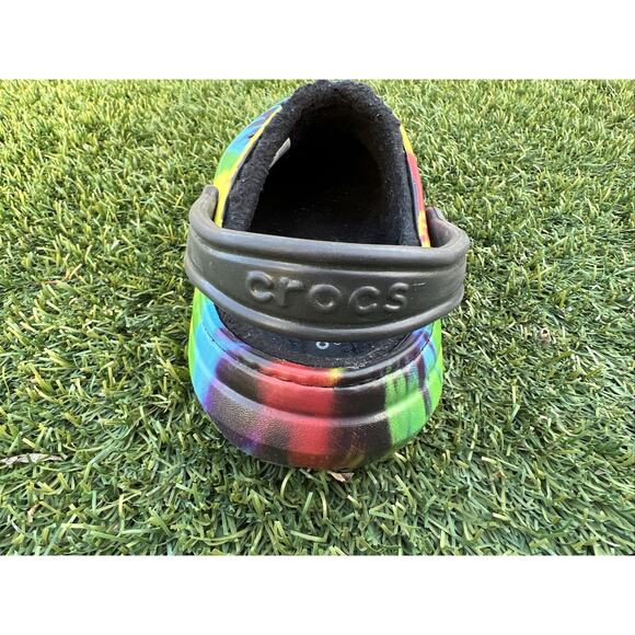 CROCS Classic Fur Lined Clog US W7 Mens 5 Tie Dye Shearling Mule Slipper Shoes - Picture 9 of 12